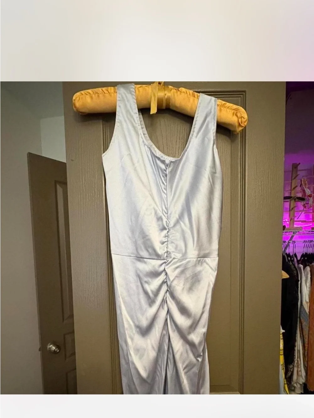 Satin Twist-Detail Midi Dress in Lavender by White House Black Market